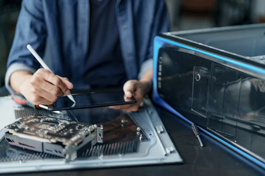 person hacking hardware