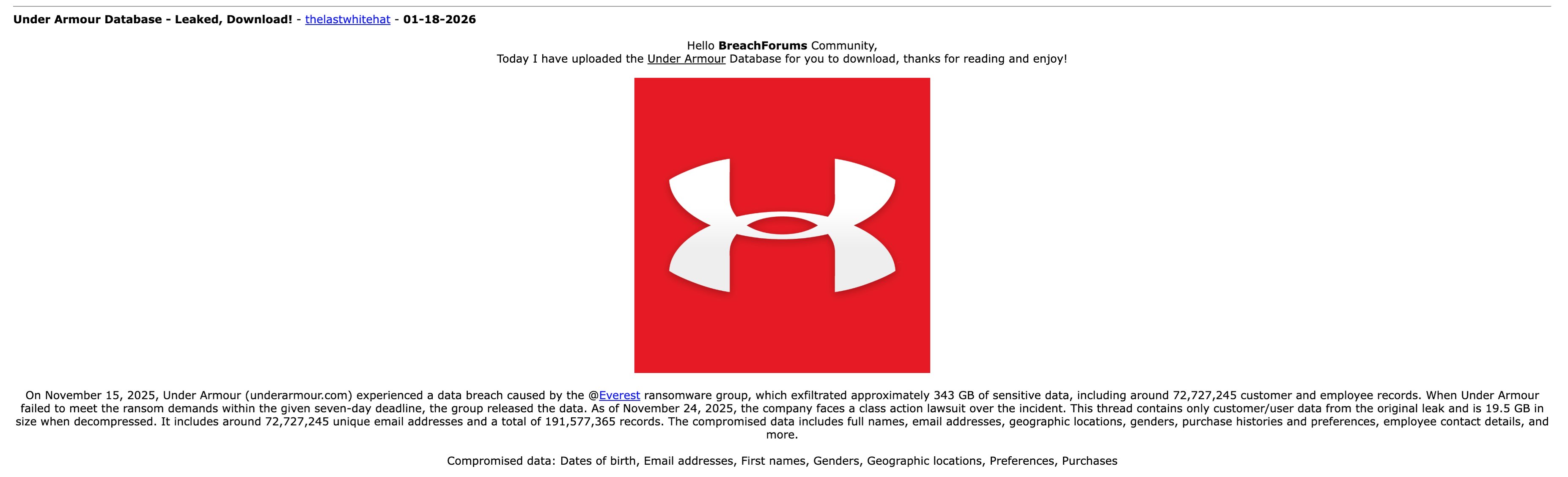 Under Armor BreachForums